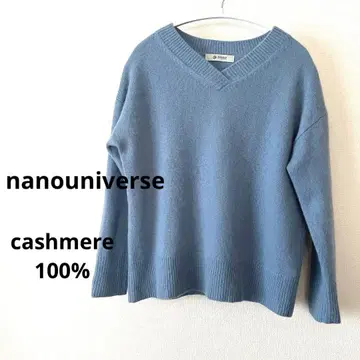 nanouniverse* 파랑 캐시미어 V넥 스웨터 긴팔
