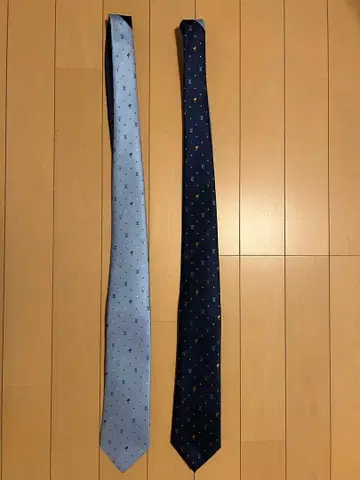 피카츄 실크 넥타이 스카이블루 네이비 컬러 2장 세트