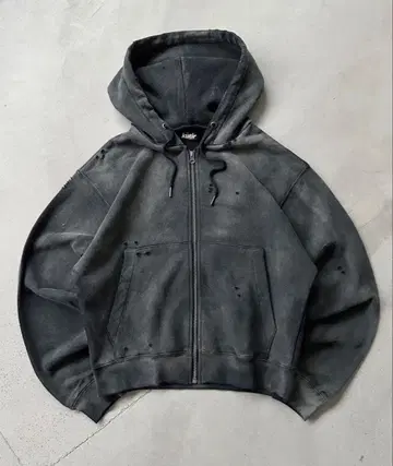 kutir 페이드 가공 서멀 도킹 데미지 지퍼 후드티