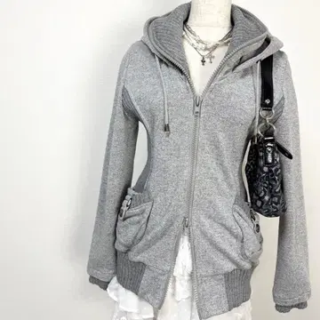 y2k 00s 당시 리브 도킹 더블 지퍼 후드티 헤이세이 갸루