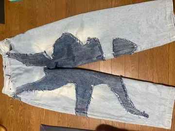 패치워크 디자인 데님 팬츠