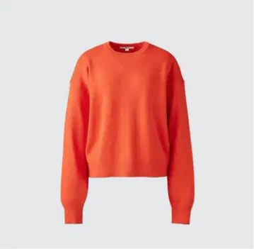 유니클로 c 완판 컬러 스무스 코튼 크루넥 스웨터 오렌지 s