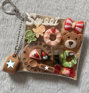 가챠 파우치 [ 니트 패턴 곰돌이 카페 약간 크리스마스 컬러 ]