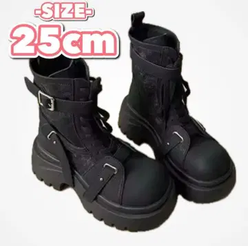 통굽 엔지니어 부츠 25cm 블랙 가을/겨울 스웨이드 아메카지 고스로리