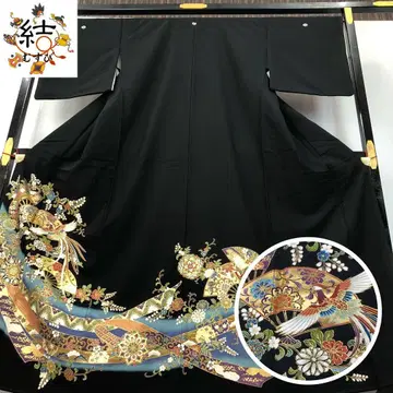 MK-1780 흑두루마기 워셔블 기모노 노시 봉황 꽃무늬 부채 톨 사이즈