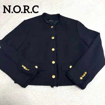 새상품급 노크 트위드 노카라 자켓 골드 버튼 포멀