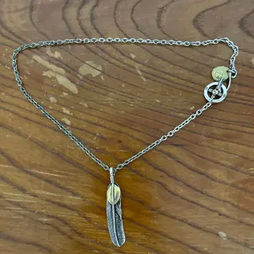 깃털 모티브 실버 골드 목걸이