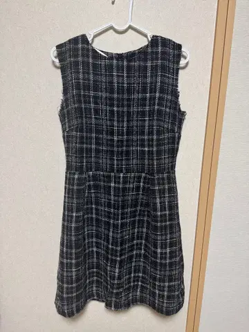 여성용 슬리브리스 무릎 기장 원피스 체크 무늬