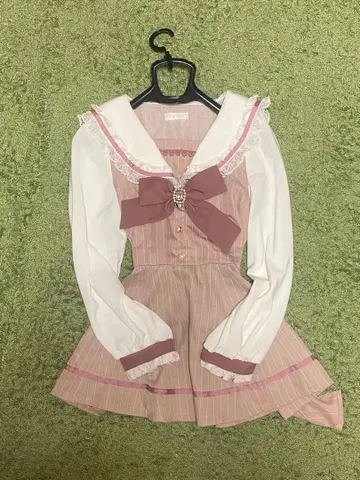 LIZLISA 세일러 카라 셋업 핑크