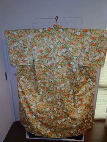 새상품급 시츠케츠키 워셔블 기모노 코몬 이중 기모노 초화무늬