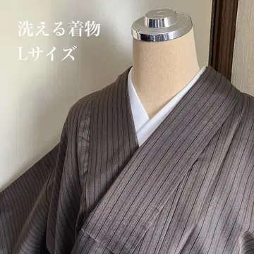 워셔블 기모노 L 사이즈 짙은 줄무늬가 세련된 이중 기모노 코몬
