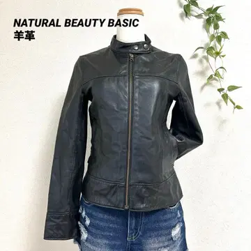 고품질 내추럴 뷰티 베이직 라이더 자켓 블랙 양가죽 [ S ]