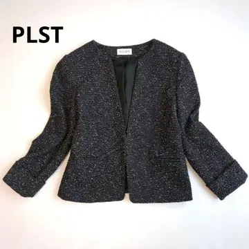 새상품급 PLST 플라스테 노카라 트위드 자켓