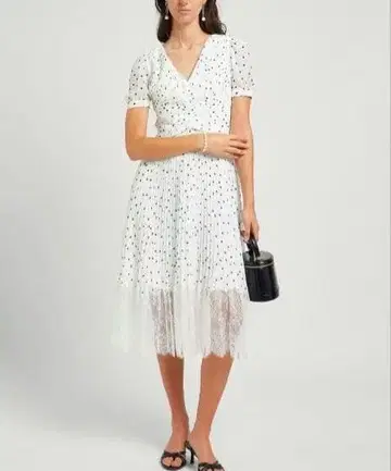 Self-Portrait 도트 프린트 미디 드레스