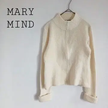 MARY MIND 일본제 집업 니트 울 알파카 혼방 아이보리