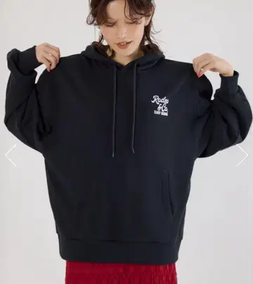 백 엠보싱 스크립트 로고 후드티 블랙 FREE 7150엔