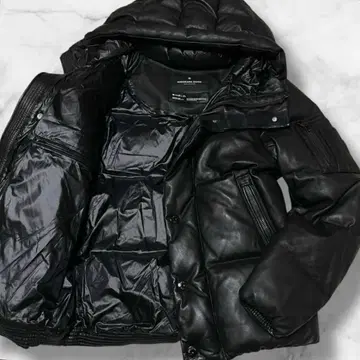 미사용급 나노 유니버스 다운 자켓 가죽 다운 G2 양가죽 블랙