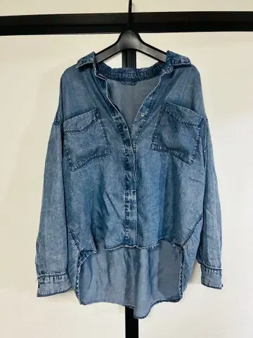 텐셀 데님 오버사이즈 셔츠 프리 사이즈 블루 올 시즌