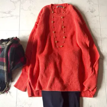 띠어리 럭스 코튼 캐시미어 크루넥 니트 오렌지 38