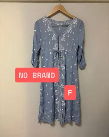 프리 사이즈 수입 자수 7부 소매 원피스