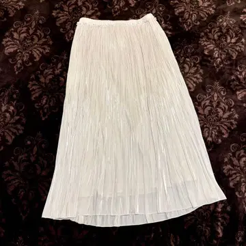 ANAYI 샤이니 플리츠 스커트 아이보리
