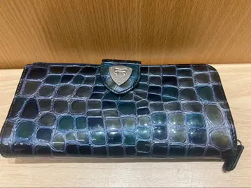 COCCO FIORE (코코 피오레) 악어 엠보싱 가죽 장지갑 블루