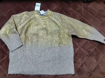 ZARA 골드 라메 니트 스웨터 XS-S