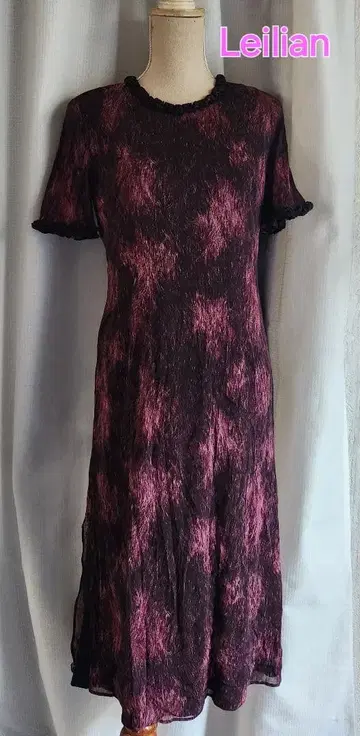 새상품급 Leilian 파워 메쉬 원피스 와인 컬러