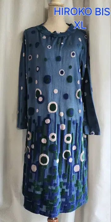 새상품급 HIROKO BIS 일본제 루즈핏 울 원피스 블루 계열