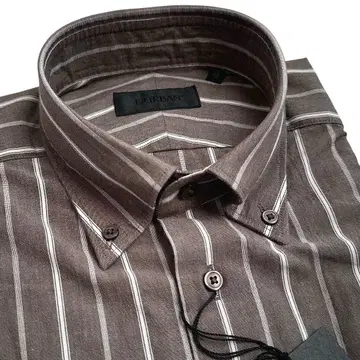 더반 긴팔 셔츠 드레스 셔츠 버튼 다운 스트라이프 브라운 계열 S