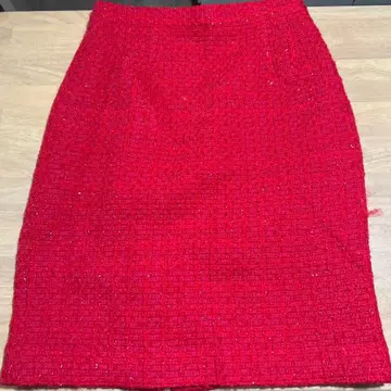 빨간색 트위드 타이트 스커트