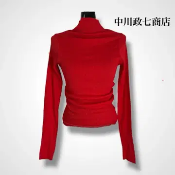 나카무라 마사시치 상점 유연한 면 레이어드 풀오버 빨간색 터틀넥 일본제