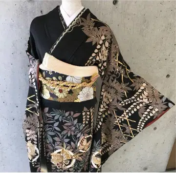 금 부품 자수 후리소데