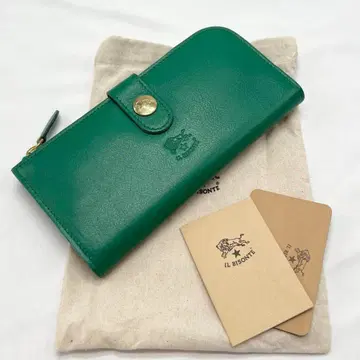 [ 미사용 새상품 ] 일비종떼 L자형 지퍼 장지갑 에메랄드 ( 그린 )