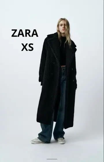 택 포함 미사용 새상품 ZARA 엑스트라 롱 페이크 보아 코트 XS