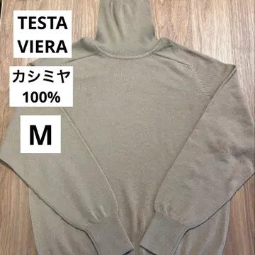 새상품급 TESTA VIERA 캐시미어 100% 터틀 니트 베이지 M