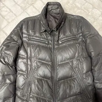 그레이 다운 자켓 지퍼 포함