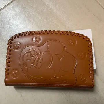 디즈니 미키 리얼 가죽 지갑 브라운
