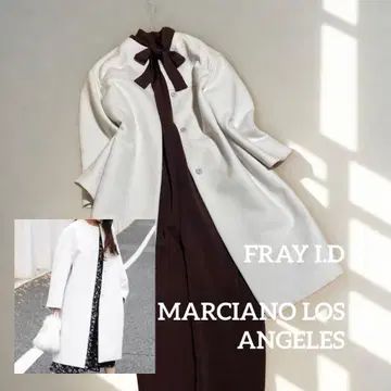 [ 큰 키 ] FRAYID 노카라 코트 & 브라운 리본 타이 올인원