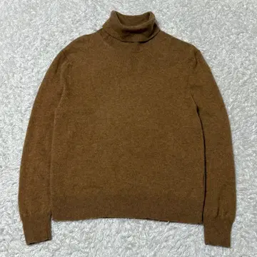 새상품급 UNIQLO 터틀넥 스웨터 캐시미어 100 브라운 M