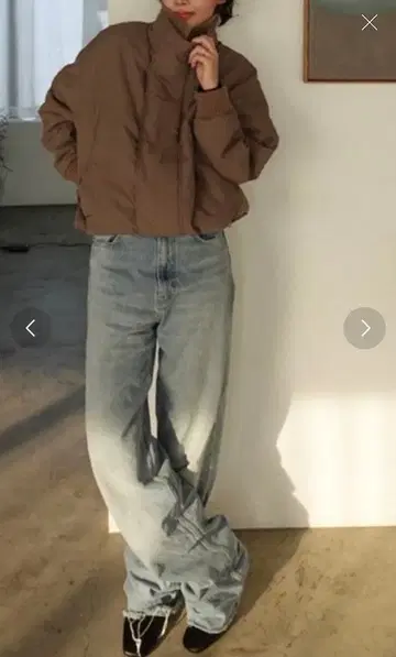 리브 니트 칼라 패딩 자켓