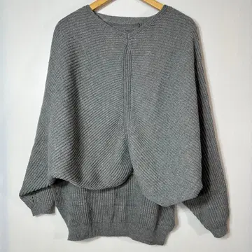 리브 오버 사이즈 니트 그레이