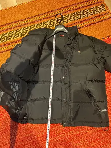 다운 자켓 L 사이즈 블랙 후드 부착
