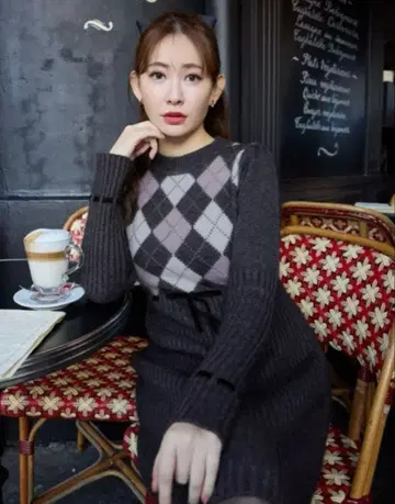 Herlipto Moor Argyle Ribbon Knit Dress