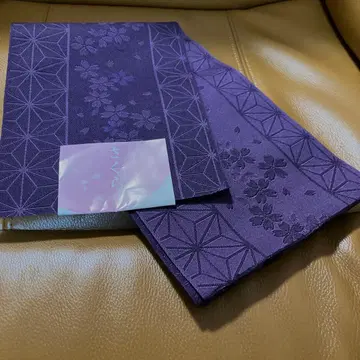 보라색 벚꽃 무늬 반폭 오비 일본제