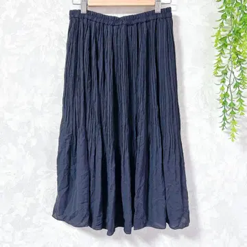 더 샵 티케이 플리츠 스커트/네이비/M/허리밴딩