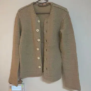 45rpm 베이지 버튼 니트 가디건 긴팔