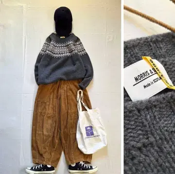 모리스앤선즈 노르딕 지롱 라무즈울 니트 그레이 스웨터