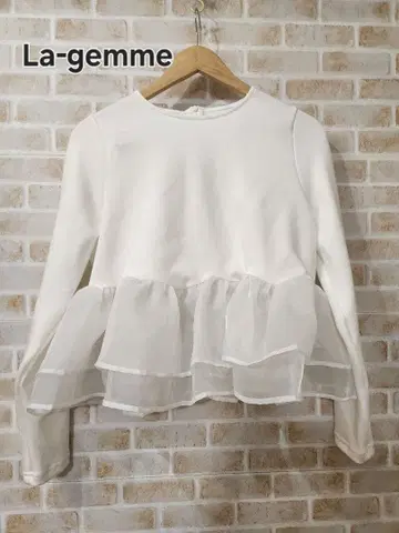 새상품 La-gemme 시어 프릴 페플럼 긴팔 상의