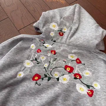 [택 포함 새상품] CREARE 후드티 꽃 자수 그레이